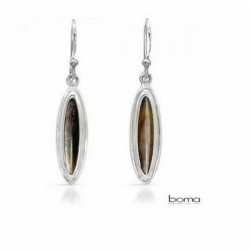 Pendientes colgantes de plata de primera ley con detalles circulares de madreperla natural.