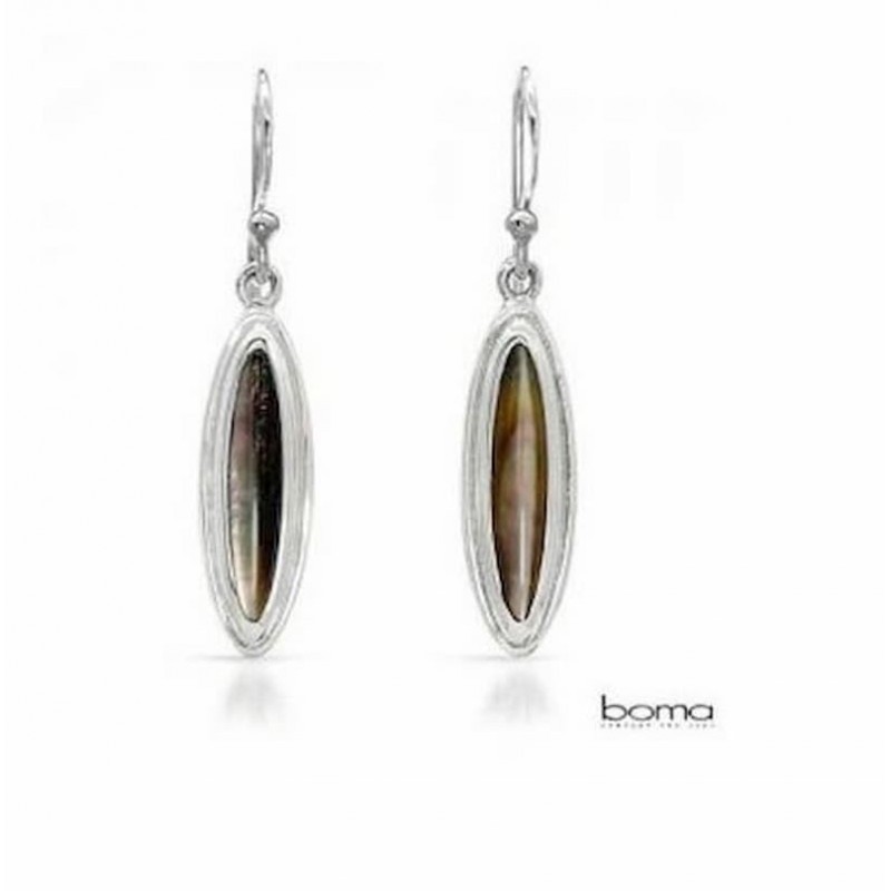 Pendientes colgantes de plata de primera ley con detalles circulares de madreperla natural.