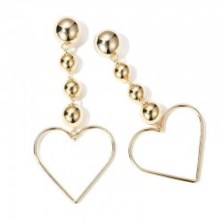 Pendientes largos para mujer en acabado dorado brillante con una longitud de 9,5 cm.