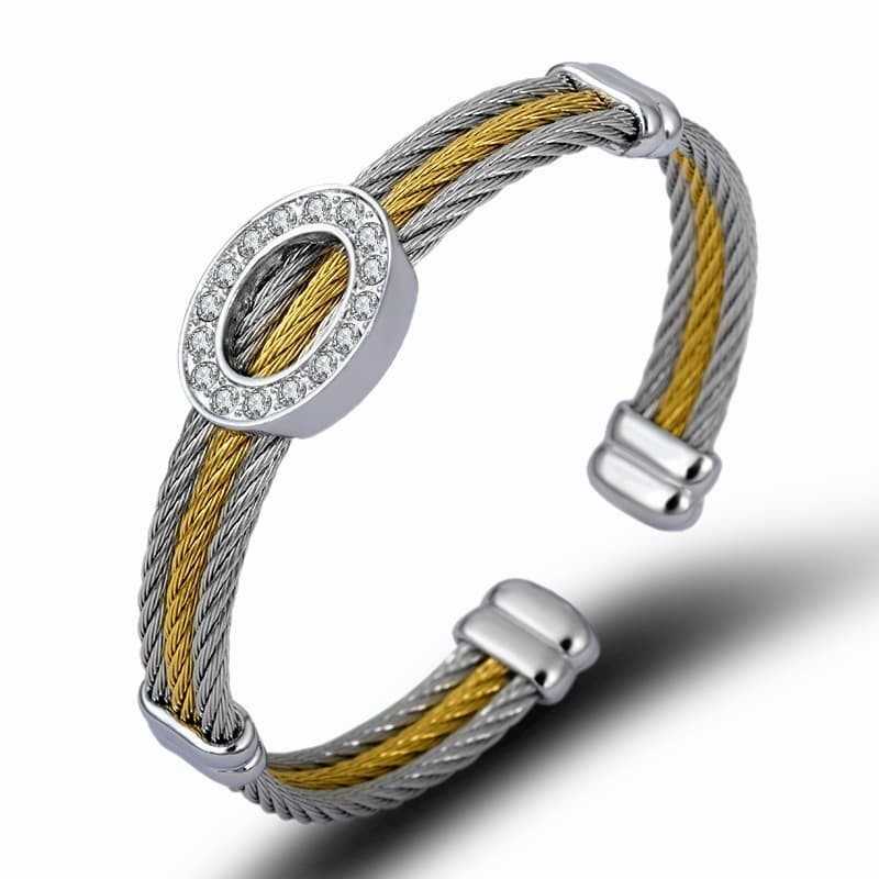 Pulsera de diseño multihilo fabricada en alambre de acero inoxidable de alta resistencia.