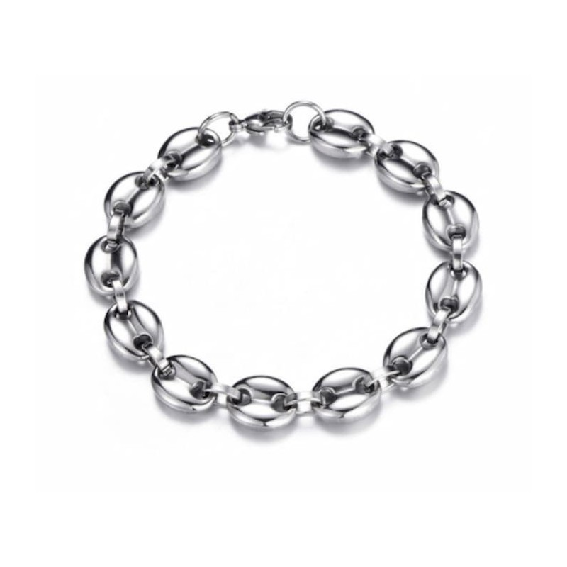 Pulsera de eslabones diseño calabrote para mujer disponible en acabado dorado y plateado.