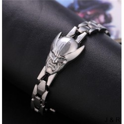 Brazalete de acero inoxidable para hombre con eslabones reforzados y cierre de presión de alta seguridad.