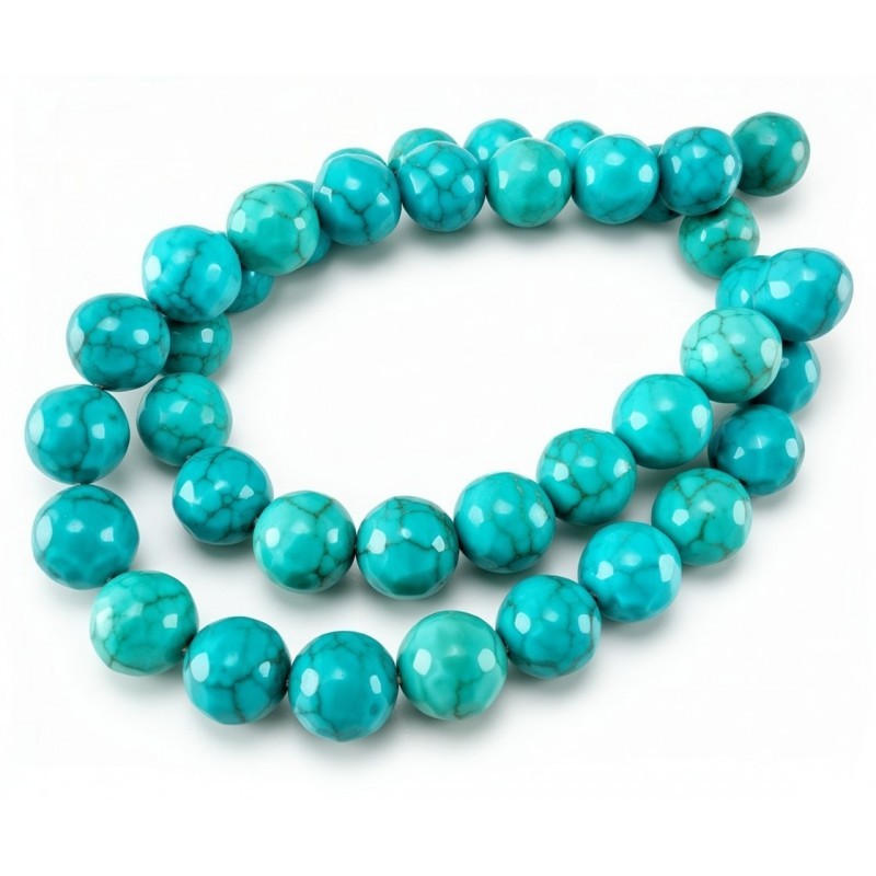 Hilo de piedras naturales turquesas howlite de 10mm para creación de bisutería de alta resistencia.