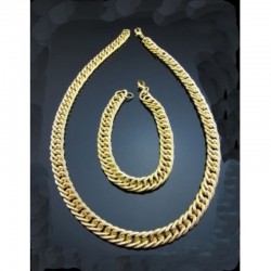 Set de joyería coordinado para mujer compuesto por collar y pulsera de eslabones clásicos con chapado en oro de 9 quilates.