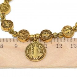 Rosario pulsera dorado San Benito