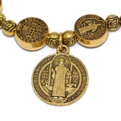 Rosario pulsera dorado San Benito
