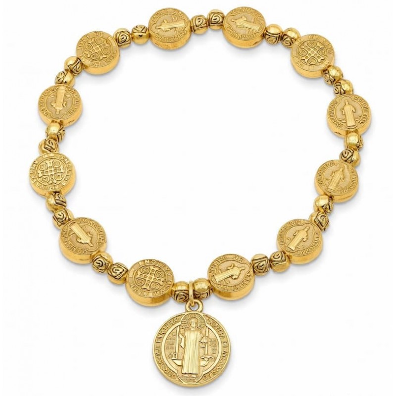 pulsera rosario dorado San Benito