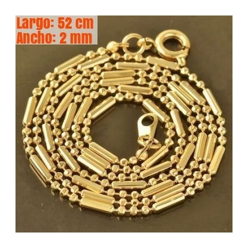 Cadena de esferas pequeñas fabricada en acero inoxidable con acabado dorado de 2 milímetros de ancho.