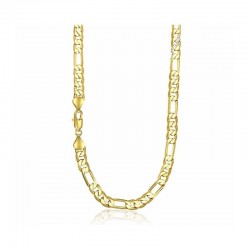 Collar de acero inoxidable con baño de oro de 18 quilates y diseño de eslabones Fígaro de 5 milímetros de ancho.