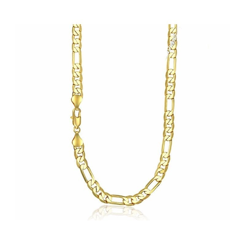 Collar de acero inoxidable con baño de oro de 18 quilates y diseño de eslabones Fígaro de 5 milímetros de ancho.