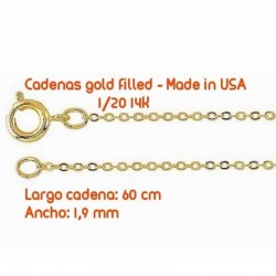 Cadena de eslabones para hombre fabricada con acabado de oro Gold Filled de 14 quilates, longitud de 60 cm.