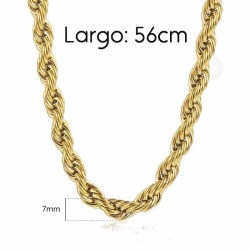 Cadena de diseño salomónico con trenzado helicoidal de acero inoxidable chapado en oro de 18 quilates.