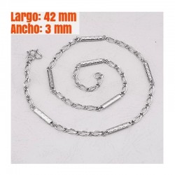 Cadena de eslabones para mujer fabricada en acero inoxidable quirúrgico de 42 cm de longitud con acabado pulido.