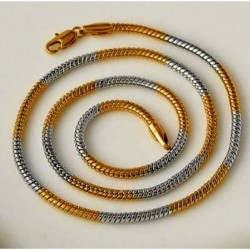 Cadena de acero inoxidable para mujer con diseño bitono en color oro y plata, 45 cm de longitud.