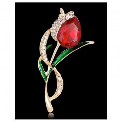 Broche dorado para ropa con diseño de flor decorado con cristales brillantes de alta calidad.