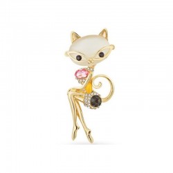 Elegante broche para mujer fabricado en acero inoxidable con acabado plata pulida y diseño artístico.