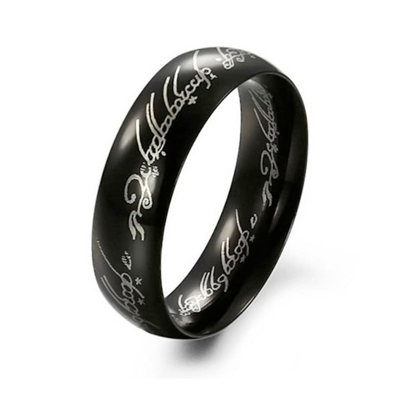 Anillo de titanio en color negro con acabado mate y diseño ergonómico de banda lisa.