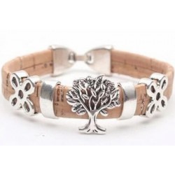 Pulsera ecológica de corcho y zamac con acabado plata envejecida