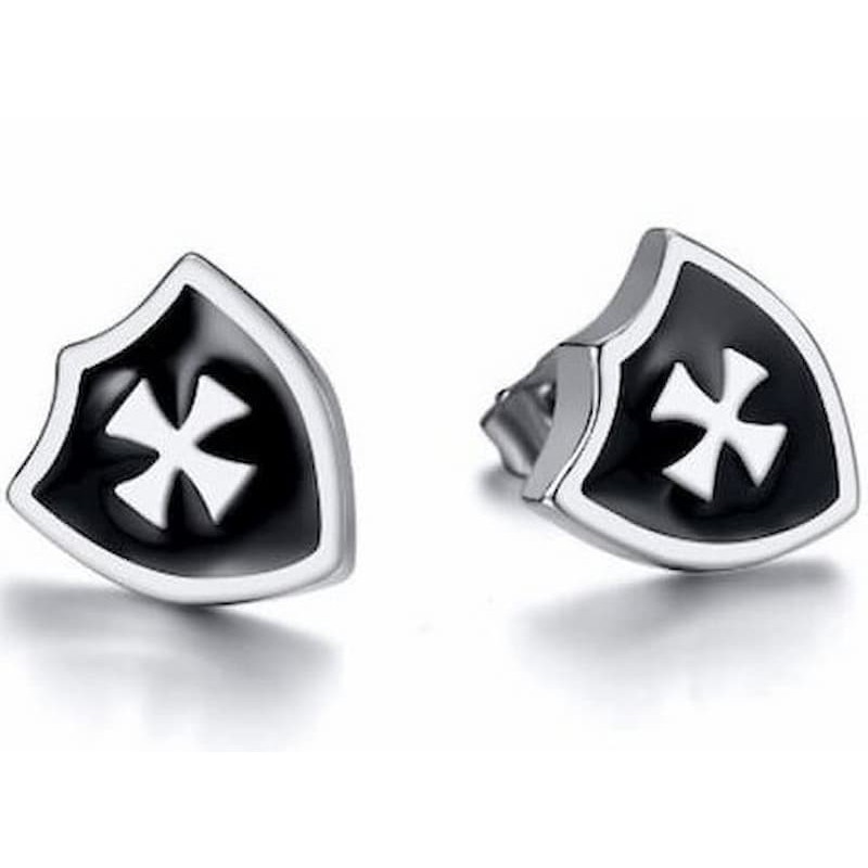 Pendientes con diseño de escudo templario