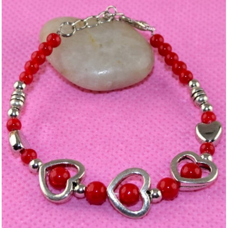 Pulsera para mujer con abalorios de corazones