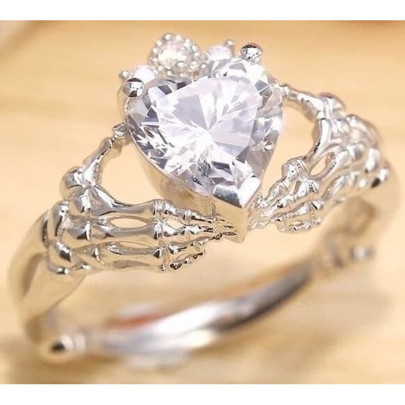 Anillo de compromiso plateado para mujer