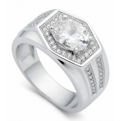 Anillo de acero con baño de plata