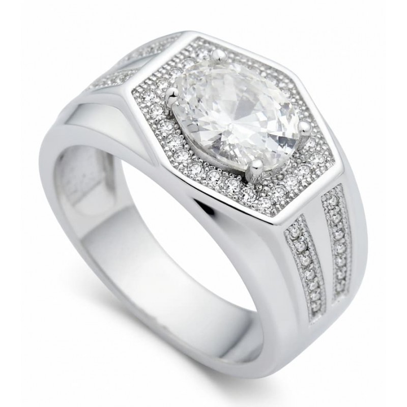 Anillo de acero con baño de plata