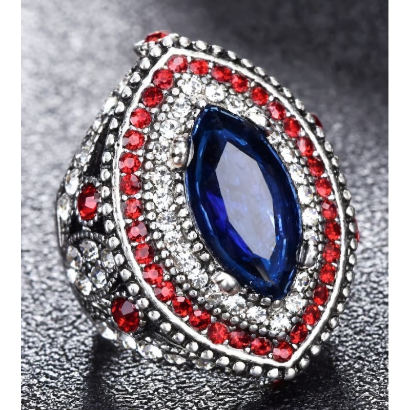 Anillo retro con piedras para mujer