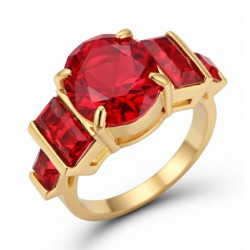 Anillo de mujer con cinco piedras de color rojo
