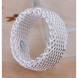 Anillo de acero inoxidable con baño de plata