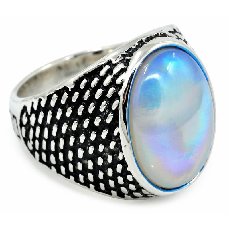 Anillo de sello para hombre con piedra central