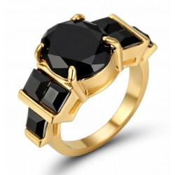 Anillo de mujer con piedra central negra