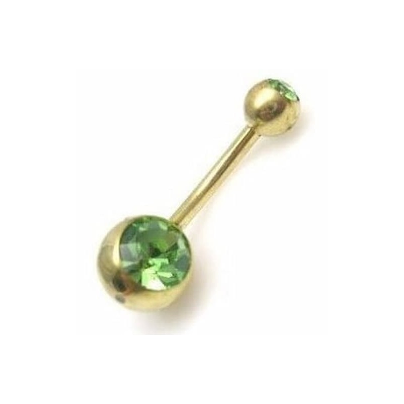 Piercing de acero inoxidable con baño de oro y cristales