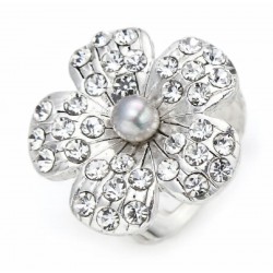 Anillo ajustable bañado en plata con piedras