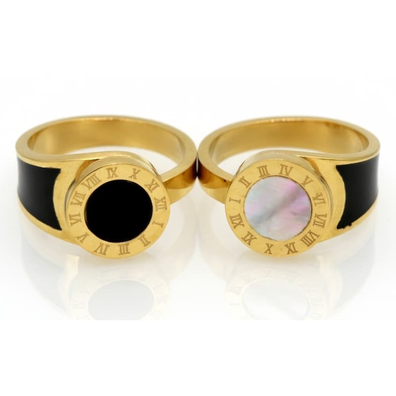 Anillo de acero inoxidable con chapado en oro