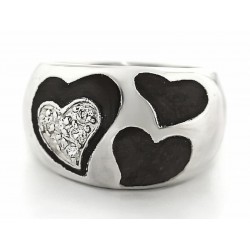 Anillo de acero inoxidable para mujer con diseño de corazones