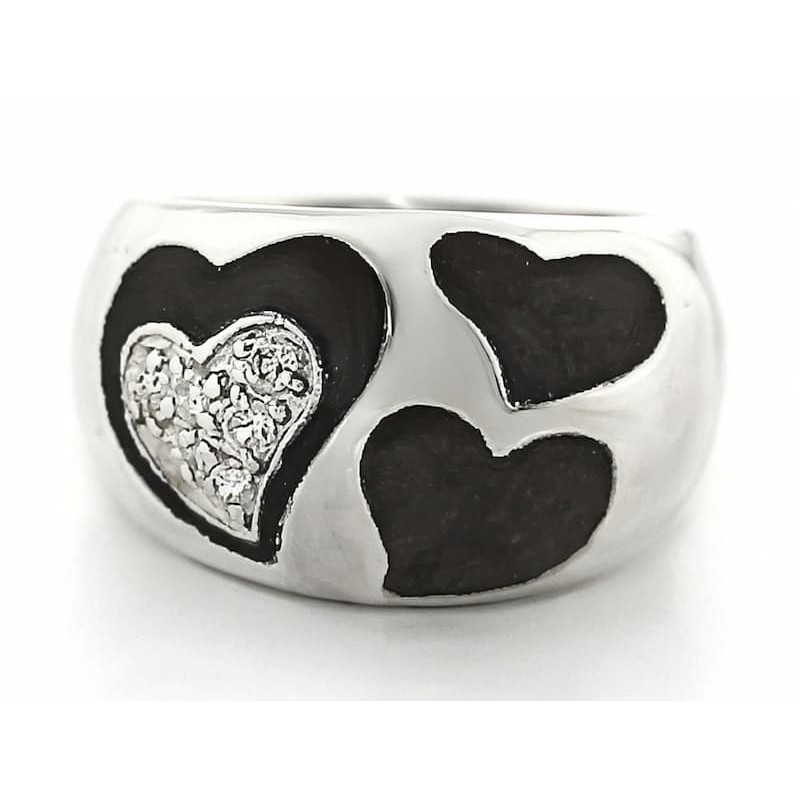 Anillo de acero inoxidable para mujer con diseño de corazones