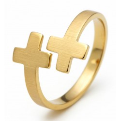 Anillo ajustable de acero dorado