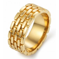Anillo de acero inoxidable para hombre con acabado en oro de 18k