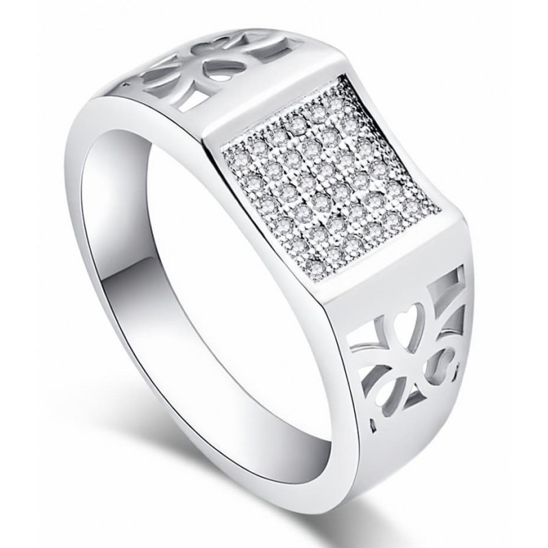 Anillo unisex con baño de plata brillante