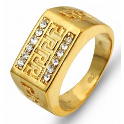Anillo de oro para hombre con diseño chapado de guarda griega