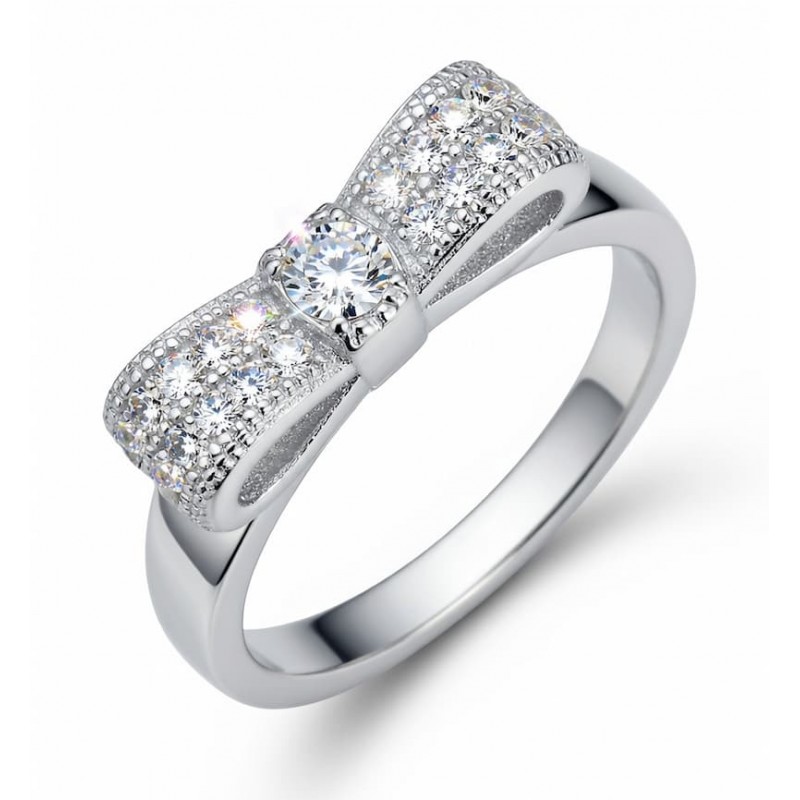 Anillo de plata de ley 925 con diseño de moño