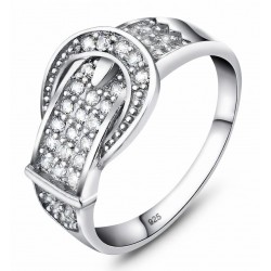 Anillo de mujer en plata de ley 925 con diseño de hebilla