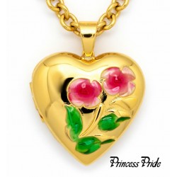 Collar de acero chapado en oro con colgante guardapelo porta fotos de la marca Princess Pride