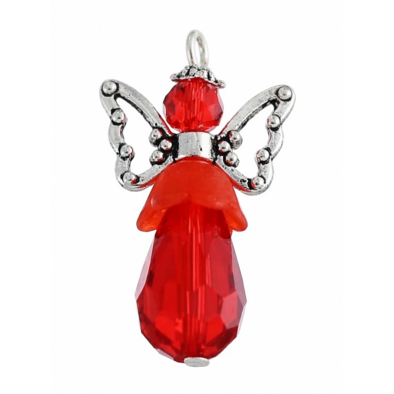 Colgante de acero bañado en plata con la figura de ángel