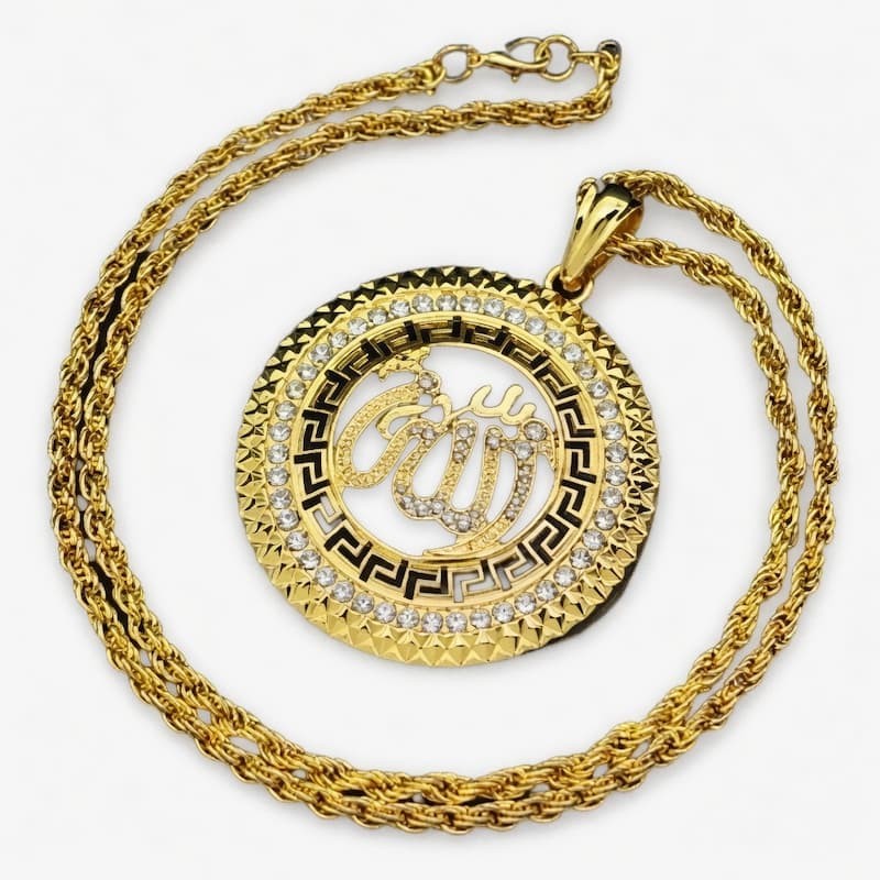 Collar de cadena dorada estilo hip hop con colgante