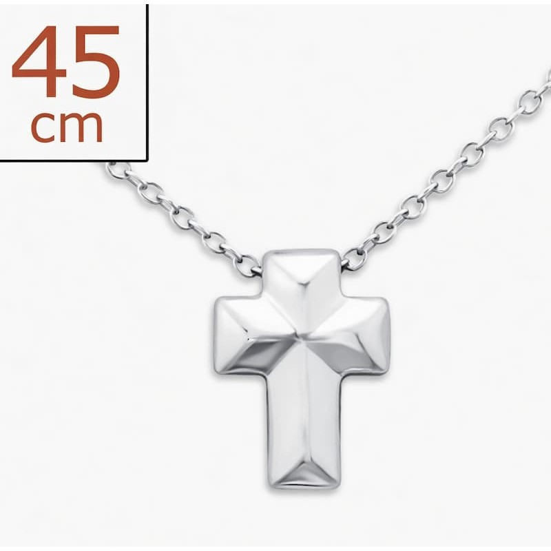 Collar plata 925 mujer con cruz cristiana facetada