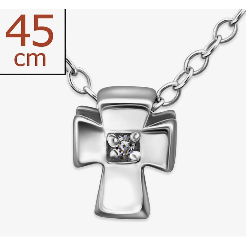 Collar plata 925 con cristales blancos diseño cruz