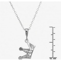 Collar de plata de ley 925 con colgante de corona