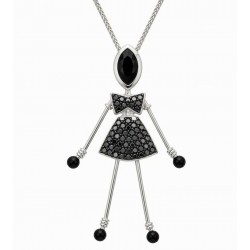 Collar de mujer con colgante muñeca de 9,5 cm de largo acabado plata envejecida